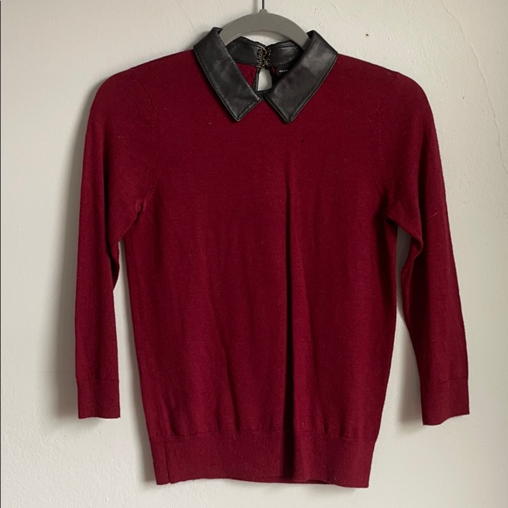 Club Monaco Sweater with Leather Collar